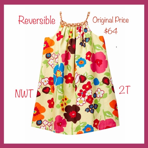 NWT Sz 2T Llum Reversible Lined Cotton Dress - Picture 1 of 8